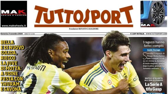 Tuttosport apre: "E' tornata!". La Juventus torna a vincere, 0-2 in trasferta a Udine