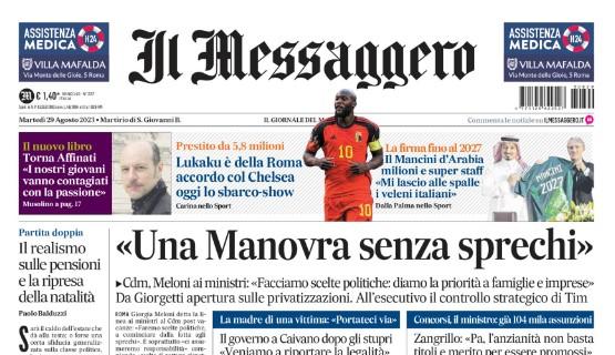 Il Messaggero in apertura: "Lukaku è della Roma, accordo col Chelsea. Oggi lo sbarco-show"