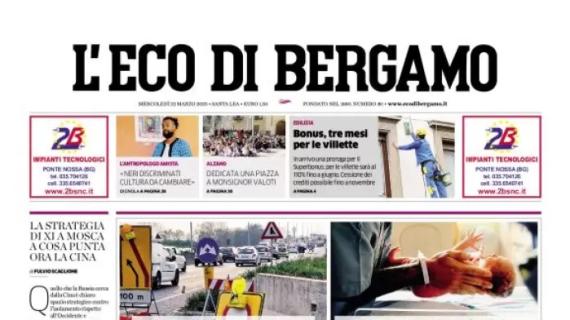 L'apertura de L'Eco di Bergamo sui nerazzurri: "L'Atalanta in aprile mai di domenica"