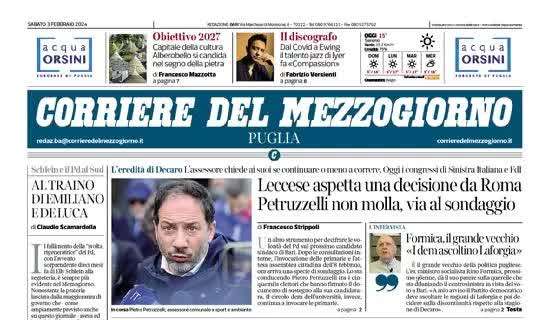 Il Corriere del Mezzogiorno in prima pagina 