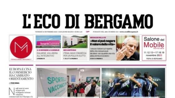 L'Atalanta vince in Europa League, L'Eco di Bergamo in prima pagina: "Già qualificata"