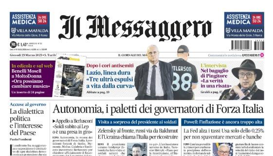 Il Messaggero titola: "Lazio, linea dura: 'Tre ultrà espulsi a vita dalla curva"