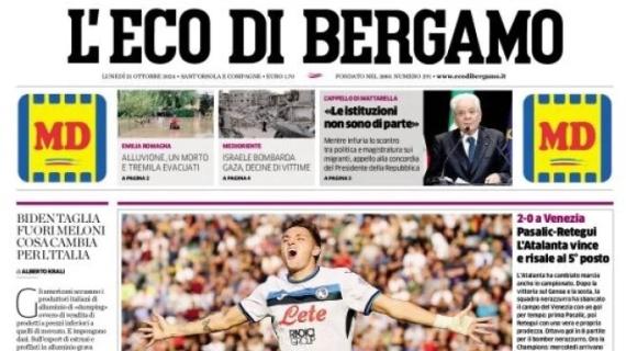 L'Eco di Bergamo intitola: "Pasalic-Retegui, l'Atalanta vince e risale al 5º posto"