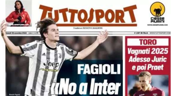 Tuttosport apre con le parole del fratello di Fagioli: "No a Inter e United per la Juve"
