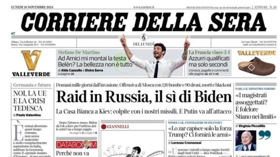 Corriere della Sera: "Frenata brusca dell'Italia: perde il primato con la Francia"