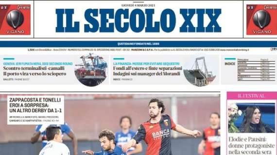 Il Secolo XIX: "Zappacosta e Tonelli eroi a sorpresa: un altro derby da 1-1"