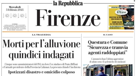 Repubblica Firenze annuncia: "Rilanci, modulo e conferme: Palladino ridisegna la Fiorentina"