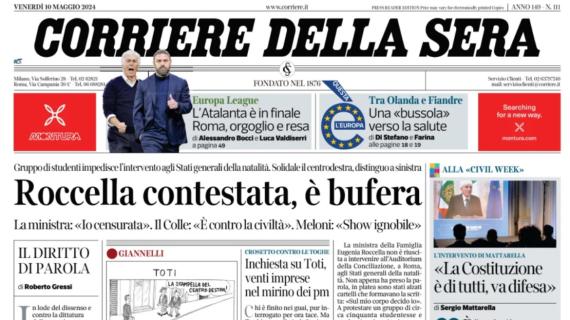 La prima pagina del Corriere della Sera: “Atalanta in finale. Roma, orgoglio e resa”