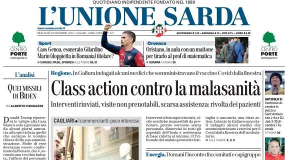 L'Unione Sarda recita: "Caos Genoa, esonerato Gilardino. Marin titolare?"