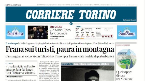 Il Corriere di Torino titola oggi in prima pagina: "C'è Milan-Toro, Juric ci crede"