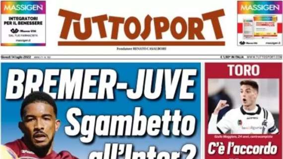 Tuttosport in apertura: "Bremer-Juve, sgambetto all'Inter?"