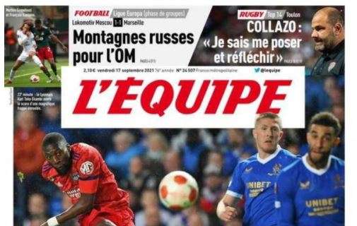 L'apertura de L'Equipe in prima pagina: "Il Lione ha tutto"