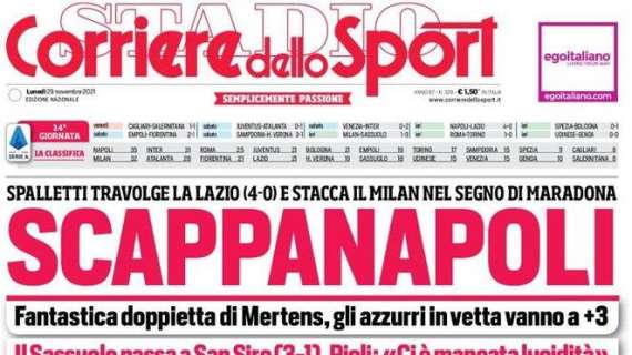 L'apertura del Corriere dello Sport: "ScappaNapoli"