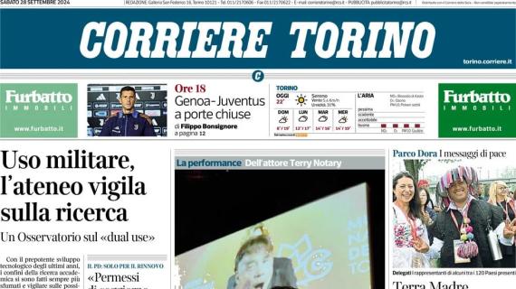 Corriere Torino in prima pagina: "Genoa-Juventus si gioca a porte chiuse"