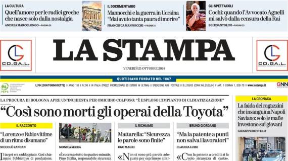 La Stampa: "Inter-Juventus derby dell'Italia. Vanoli suona la sveglia del Torino"