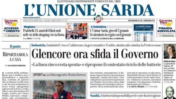 L'Unione Sarda in prima pagina: "C'è l'Inter. Cagliari, non avere paura"