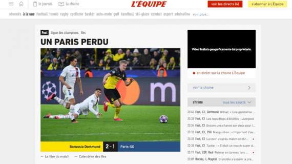 Borussia Dortmund-PSG 2-1, le aperture in Francia: "Il muro giallo non si è infranto"