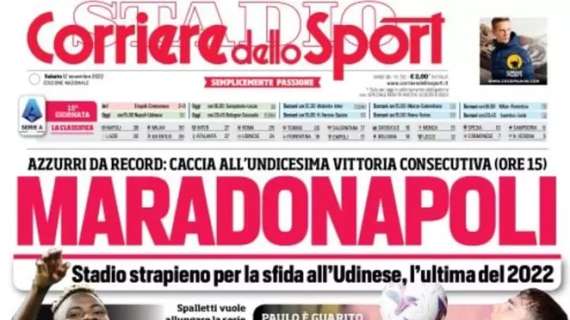 L'apertura del Corriere dello Sport sugli Azzurri di Spalletti: "MaradoNapoli"