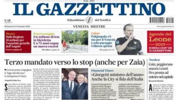 Il Gazzettino: "Pohjanpalo ma per il Venezia è solo pareggio. Udinese spenta"