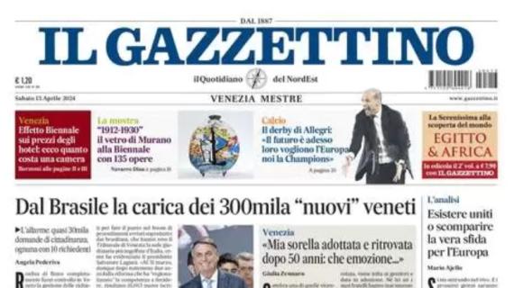 Il Gazzettino: "La Juve frena nel derby ma il Bologna non ne approfitta"