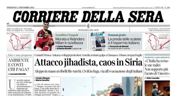 L'apertura del Corriere della Sera: "Milan in scioltezza"