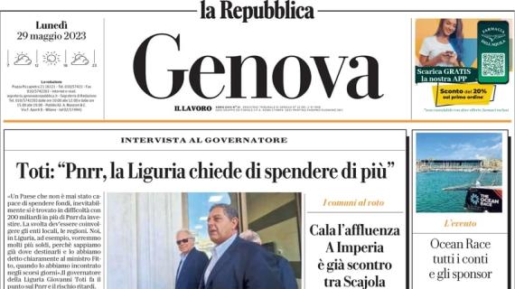 La Repubblica Genova: "Sampdoria, la partita decisiva. I tifosi di nuovo in campo"