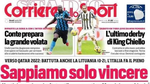 L'apertura del Corriere dello Sport sull'Italia: "Sappiamo solo vincere"
