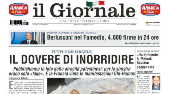 Il Giornale in apertura: "Zaniolo-Tonali, retata Digos in Nazionale"