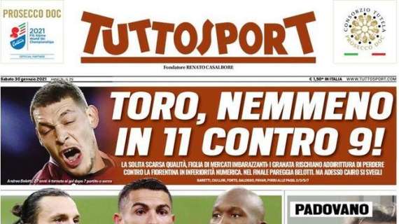 Tuttosport in apertura su Ibra, Lukaku e CR7: "Lo Scudetto siete voi"