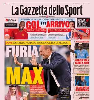 La prima pagina de La Gazzetta dello Sport apre sulla Juventus: "Furia Allegri"
