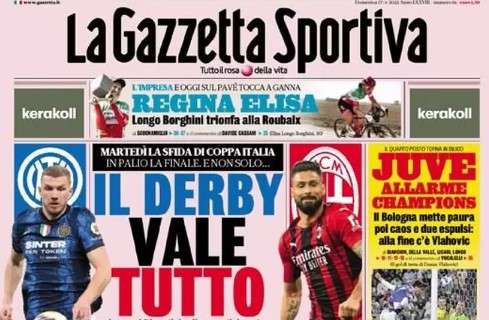 L'apertura de La Gazzetta dello Sport su Inter-Milan: "Il derby vale tutto"