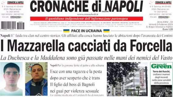 Cronache di Napoli, l'apertura: "Niente turnover, Spalletti vuole aumentare il distacco"