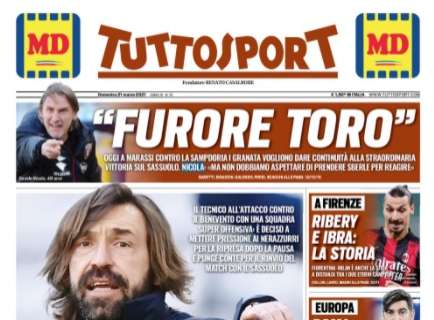 L'apertura di Tuttosport: "Pirlo riaccende Juve-Inter"