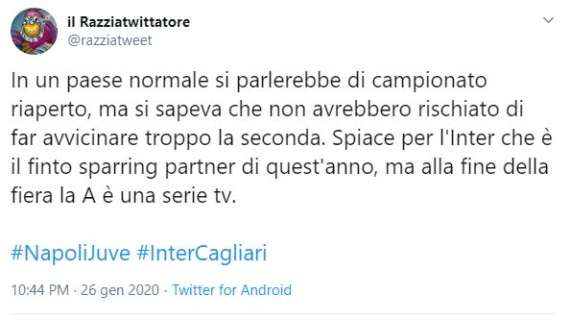 Guarda che tweet! Dopo Inter-Cagliari: "La Serie A è una serie tv"