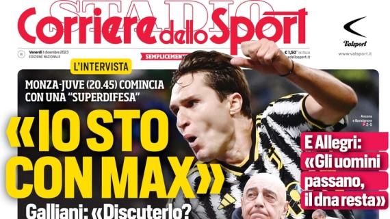Corriere dello Sport in apertura con le parole di Adriano Galliani: "Io sto con Max"