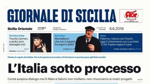 Giornale di Sicilia: "Palermo, rottura con Foschi"