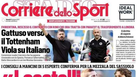 L'apertura del Corriere dello Sport, 5 esperti a Mancini: "Locatelli intoccabile"