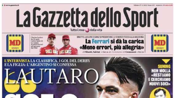 L'apertura de La Gazzetta dello Sport con Lautaro Martinez: "Solo Inter"