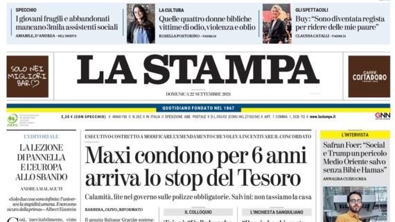 Niente gol per tre gare di fila, La Stampa: "Juve in bianco"