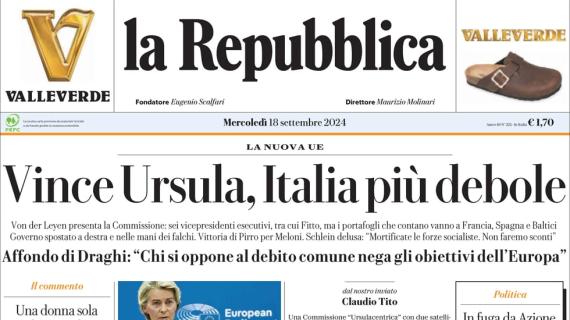 La Repubblica: "Juventus, cose turche. Yildiz apre la nuova era e sembra Del Piero"