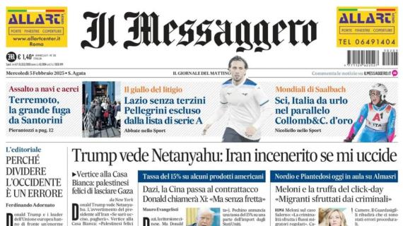 Il Messaggero apre col mistero in casa Lazio: "Escluso Pellegrini dalla lista di Serie A"