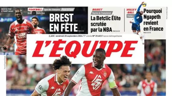 L'Equipe celebra in prima pagina: "Monaco regale, Barcellona abbattuto 2-1"