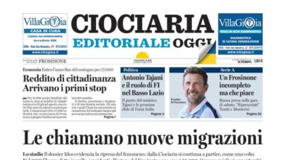 Ciociaria Oggi in prima pagina: "Un Frosinone incompleto ma che piace"