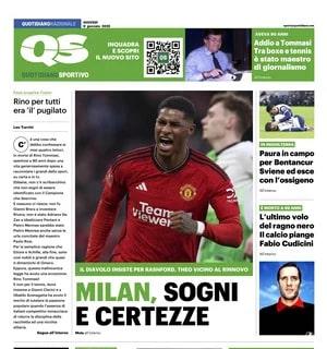 QS apre: "Milan, sogni e certezze. Il Diavolo insiste per Rashford, Theo vicino al rinnovo"