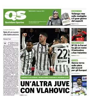 La prima pagina di QS sul posticipo di Serie A: "Un'altra Juve con Vlahovic"