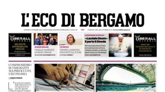 Europa League, la Dea sfida lo Sporting. L'Eco di Bergamo apre: "L'Euro Atalanta a Lisbona"