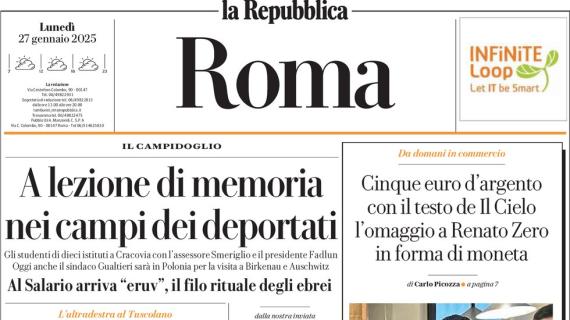 L'ed. romana de La Repubblica: "Un palo e De Gea beffano Baroni. Roma, vittoria di rigore"