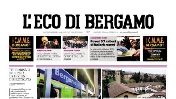 La prima pagina de L'Eco di Bergamo:"Atalanta, Koopmeiners in forse per il Napoli"
