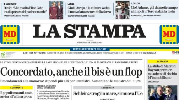 La Stampa: "Ché Adams, gol da metà campo a Empoli: il Toro rialza la testa"