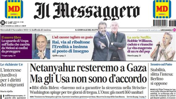 L'apertura di stamani de Il Messaggero: "Immobile fa 200 e trascina la Lazio"